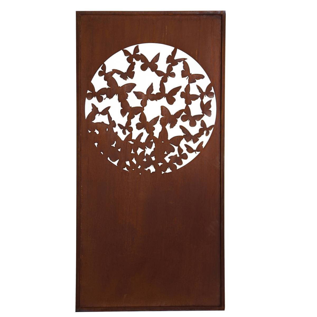 Paravent en fer rouillé, papillons, 200 cm 