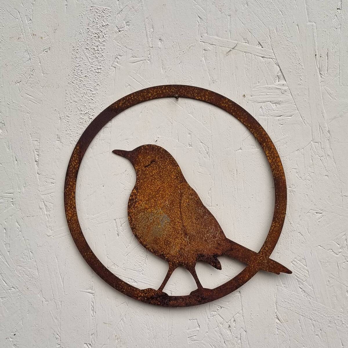 Oiseau en fer rouillé, 23 cm 