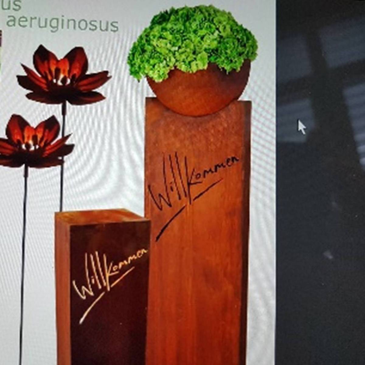 Colonne en fer rouillé, willkommen, 165 cm 