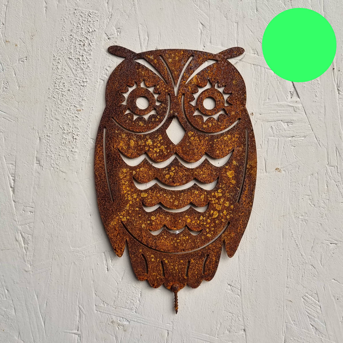 Hibou en fer rouillé, 22 cm 