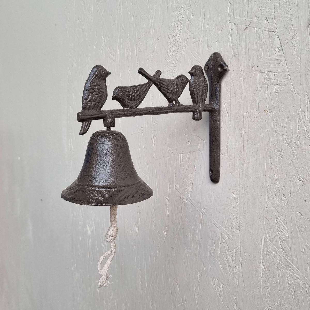 Glocke aus Gusseisen, mit Vögeln, 17 cm 