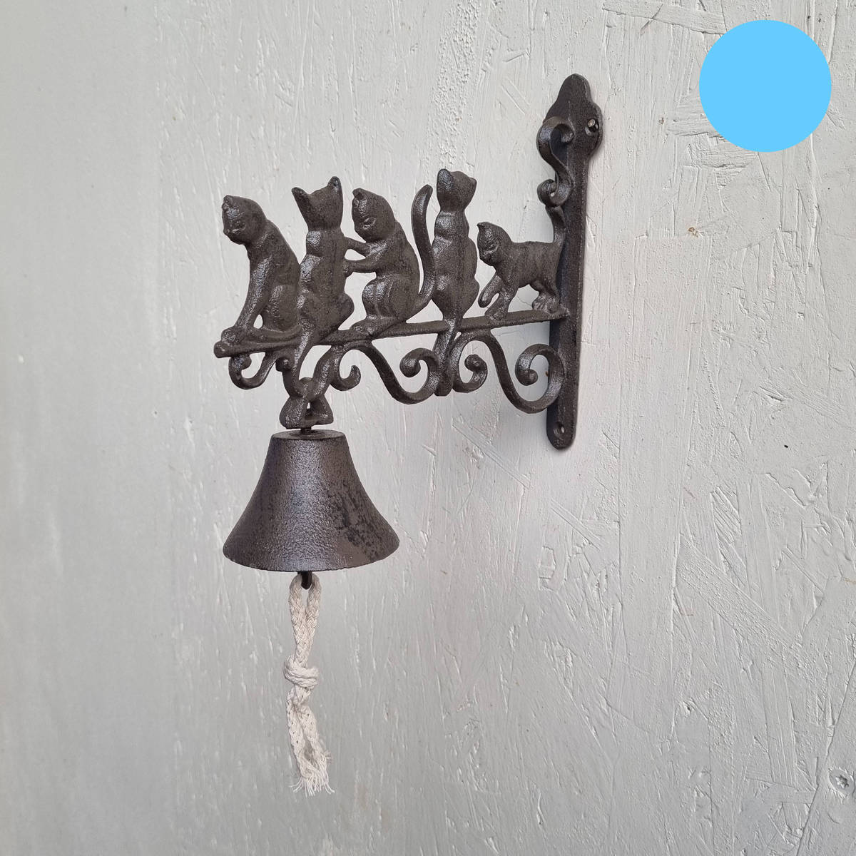 Cloche avec chats en fonte, 23 cm 