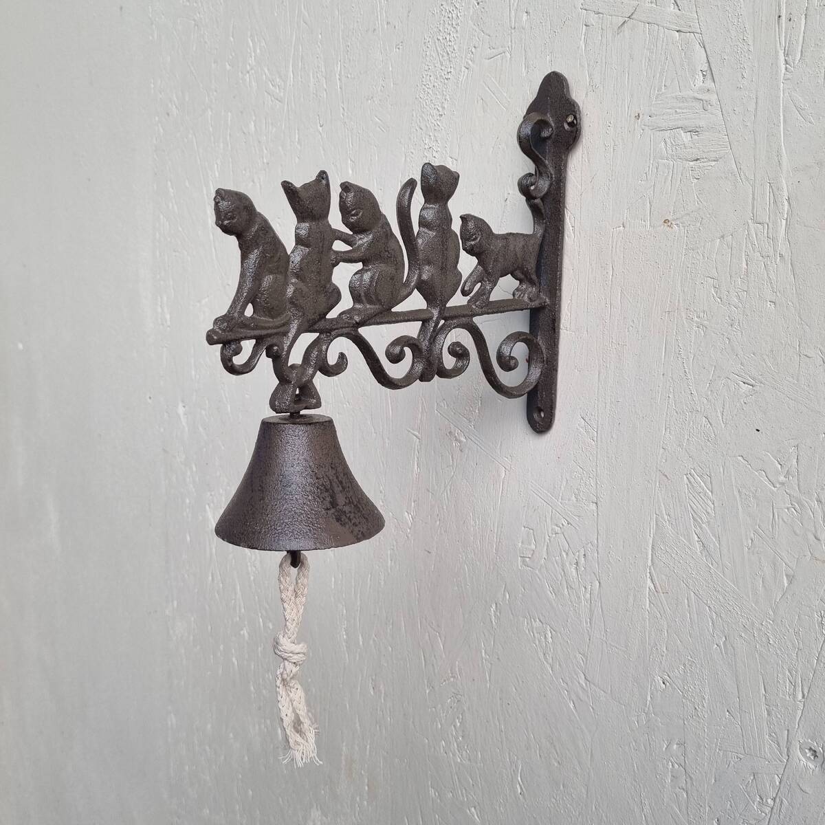 Glocke aus Gusseisen, mit Katze, 23 cm 