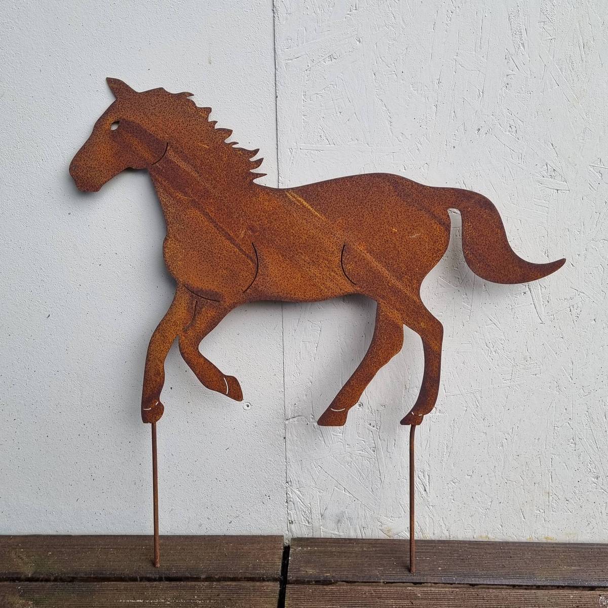 Pferde aus Rosteisen zum stecken, 62 cm 