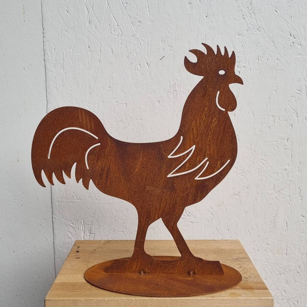 Hahn aus Rosteisen, 40 cm 