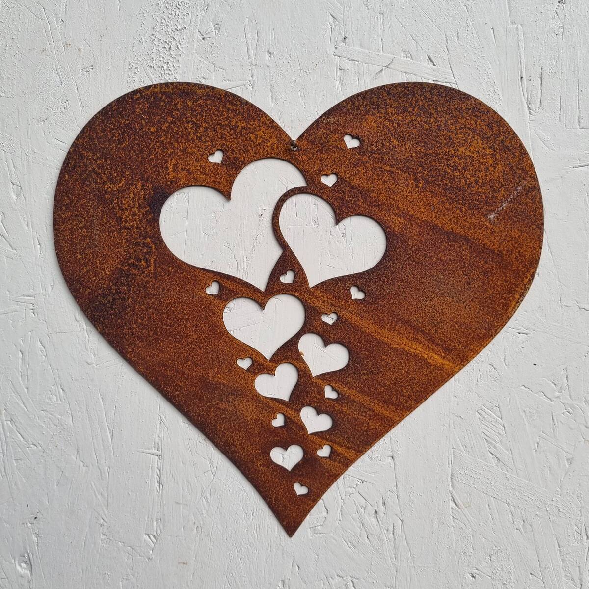 Coeur en fer rouillé, à suspendre, 31 cm 