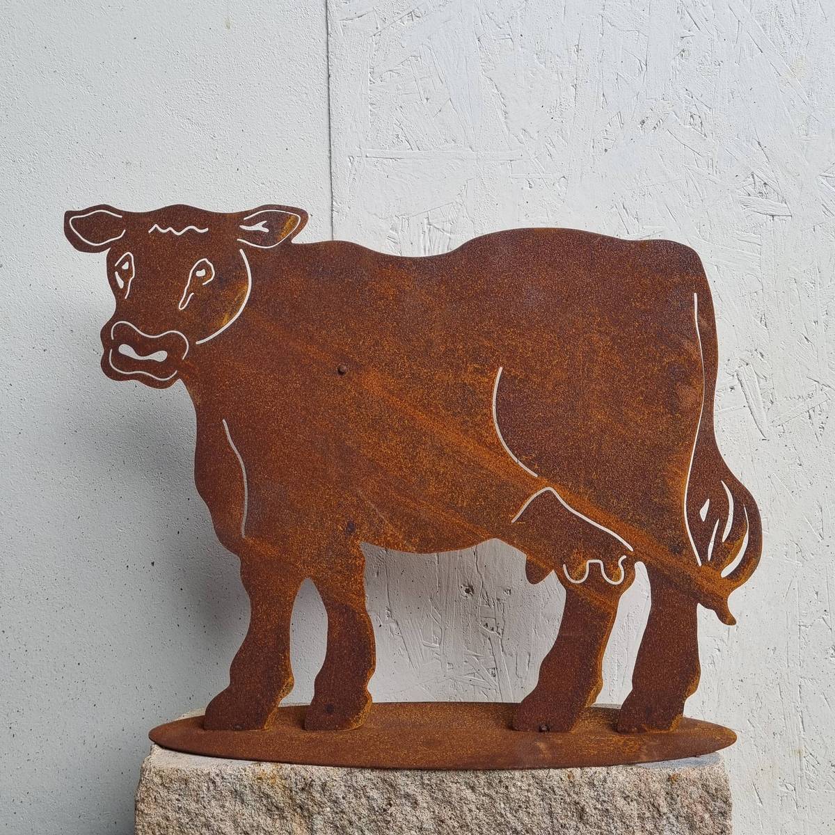 Vache en fer rouillé, à poser, 48 cm 