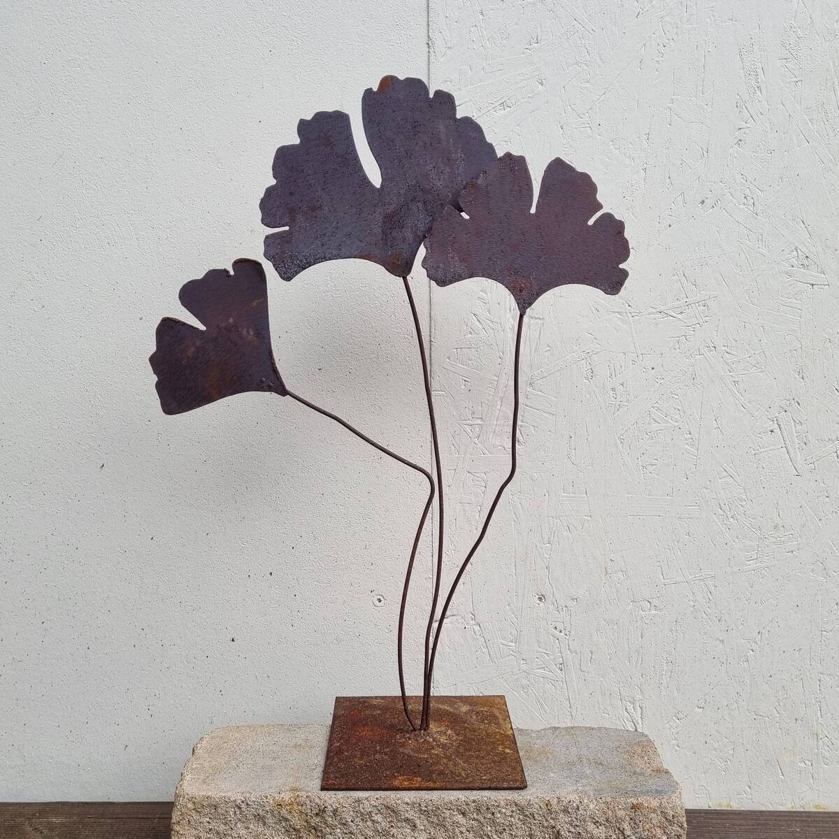 Feuilles de ginkgo en fer rouillé, 51 cm 