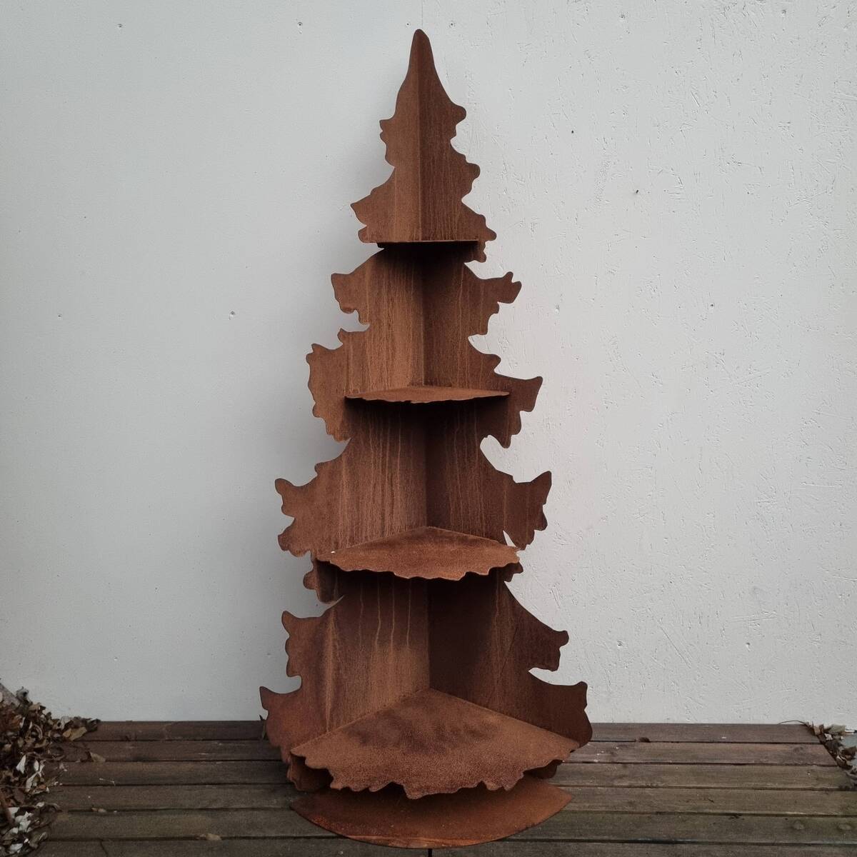 Tanne realistisch aus Rosteisen, 4 Böden, 177 cm 