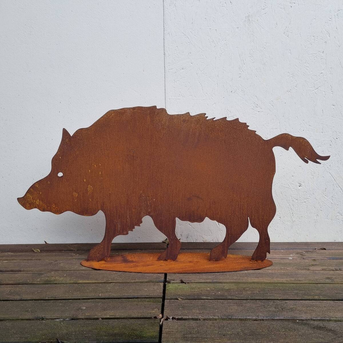 Wildschwein aus Rosteisen, zum stellen, L. 98 cm 