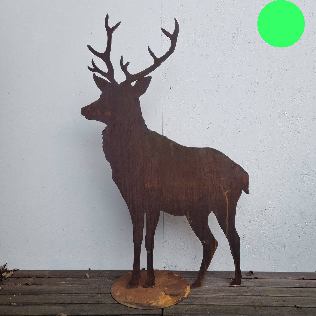 Hirsch aus Rosteisen, mit Stange, 147 cm 