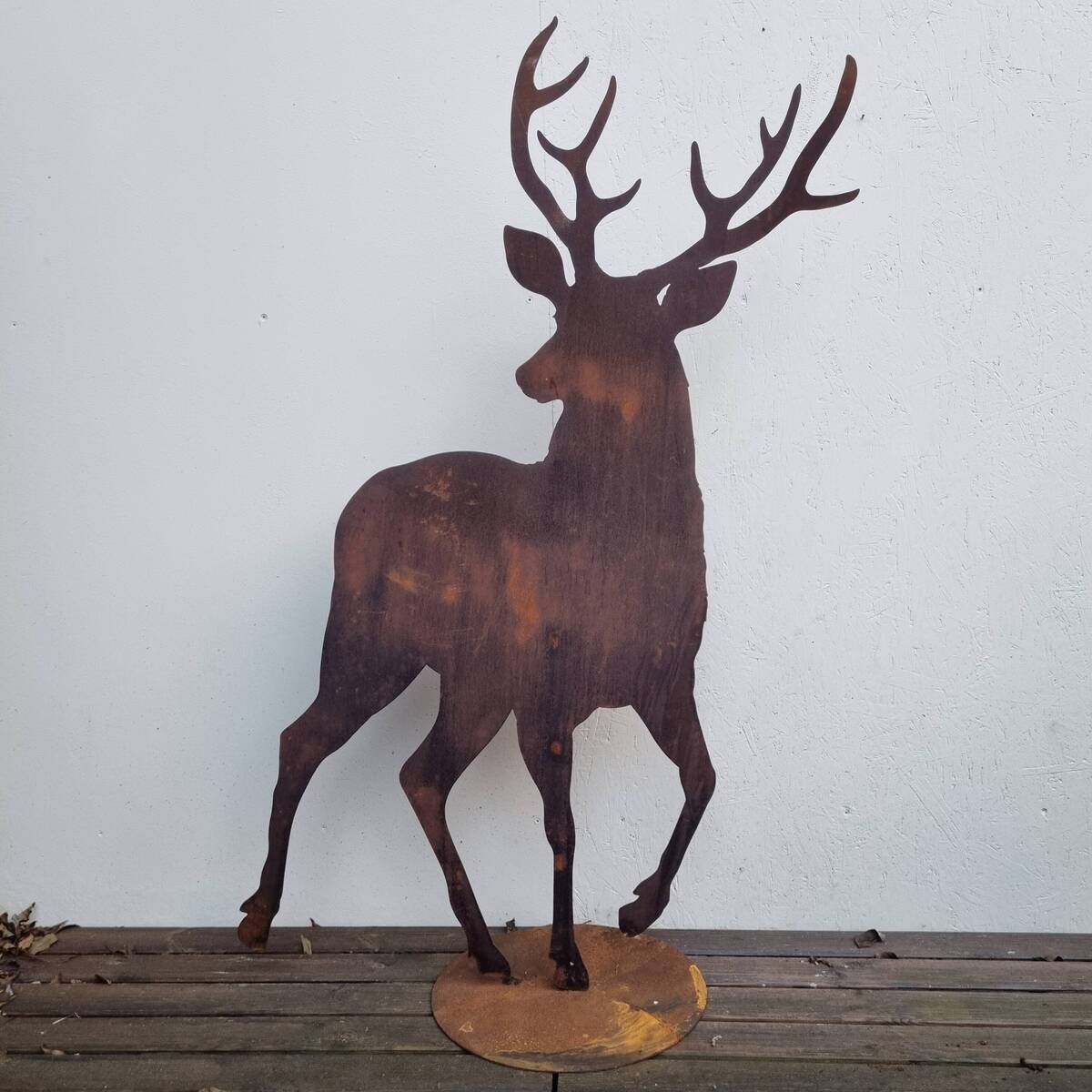 Hirsch aus Rosteisen, mit Stange, 150 cm 