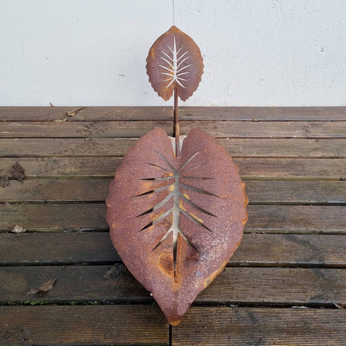 Feuilles en fer rouillé, à piquer, 47 cm 