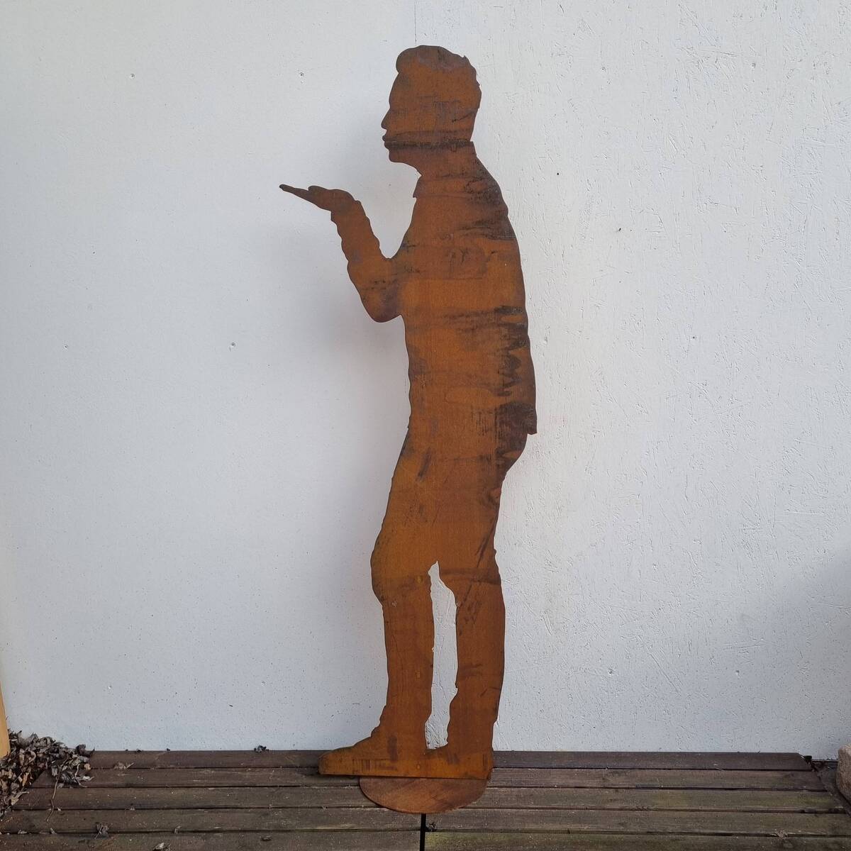 Mann mit Kusshand, aus Rosteisen, 182 cm 