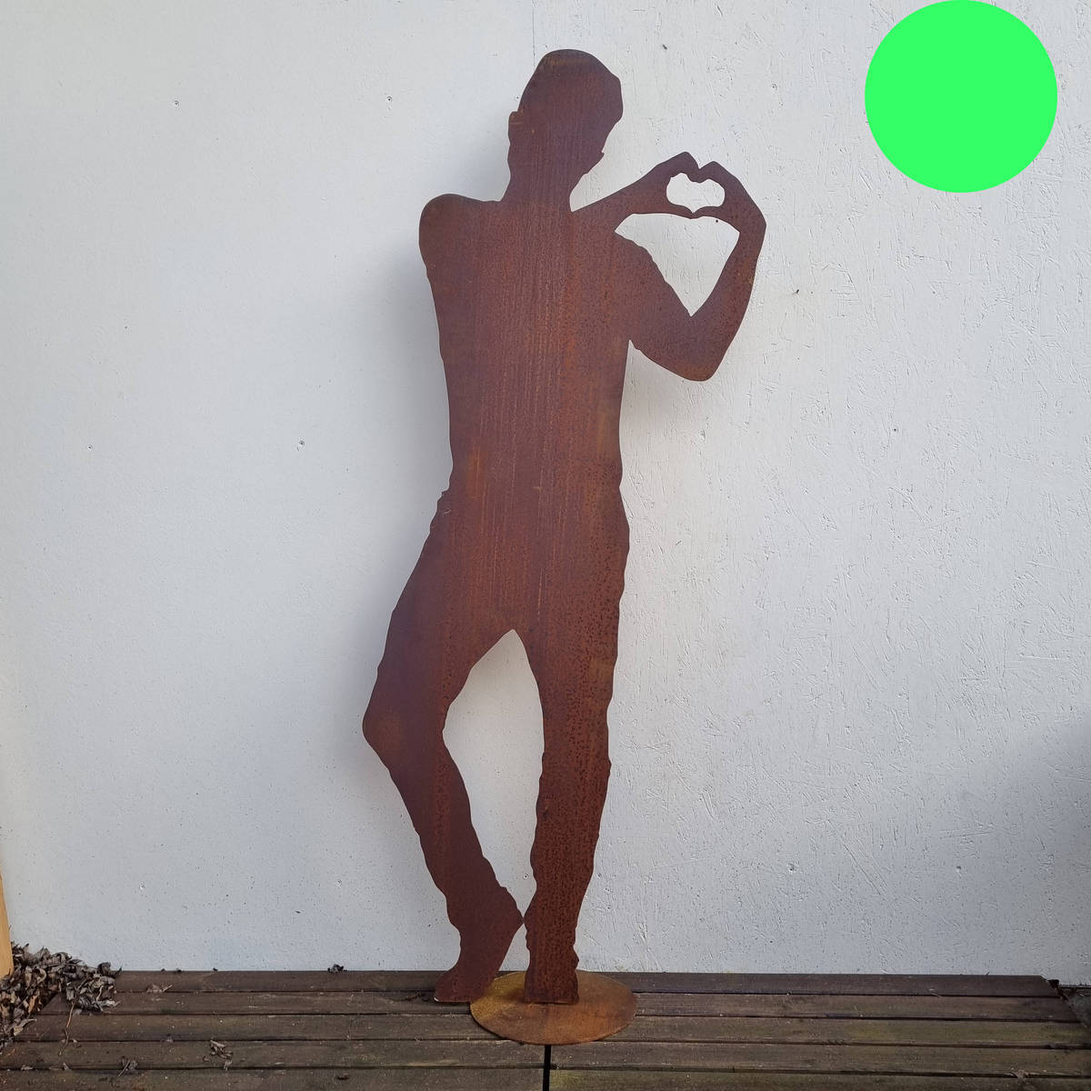 Homme en fer rouillé, coeur, 184 cm 