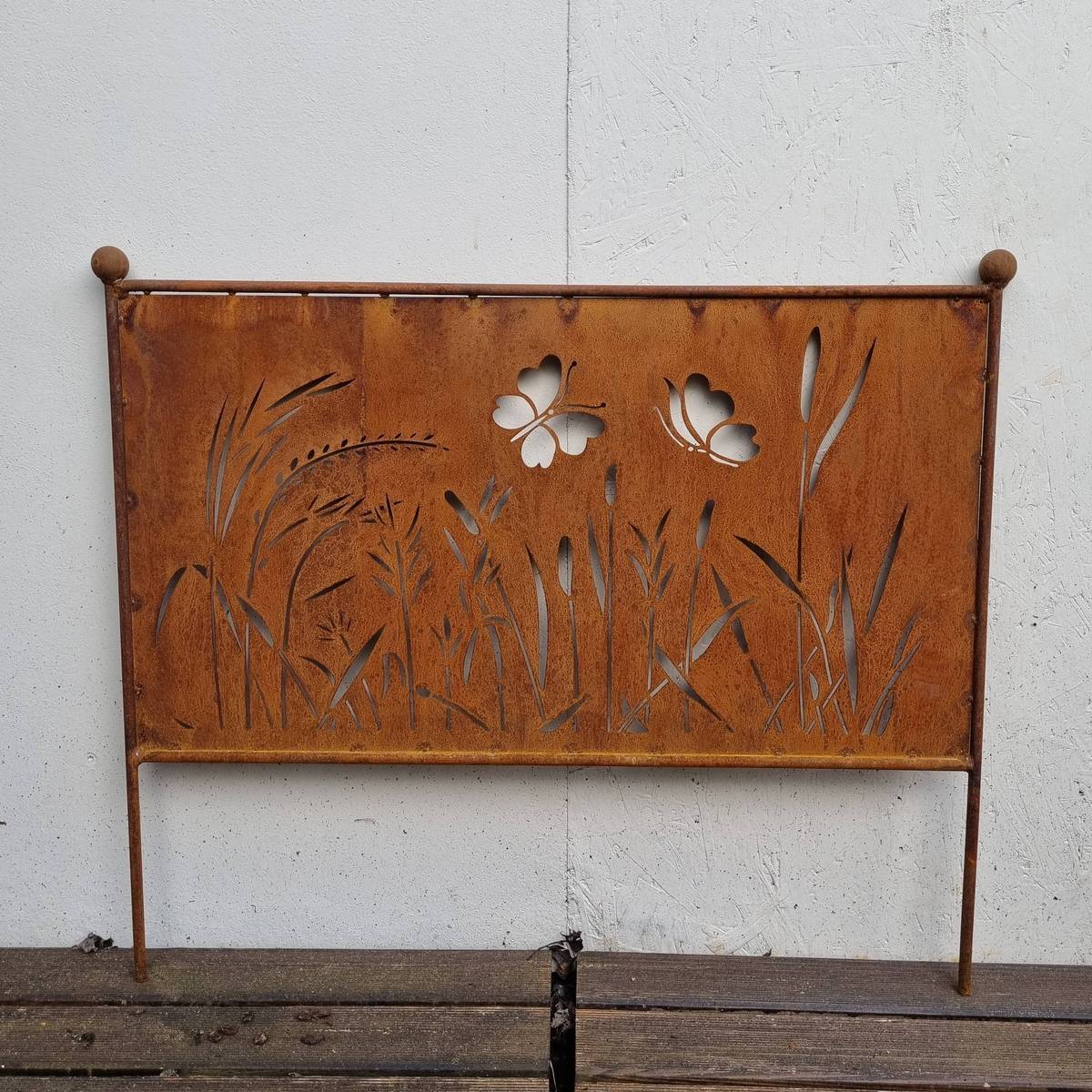 Sichtschutz aus Rosteisen, Blumen, H. 45 cm
