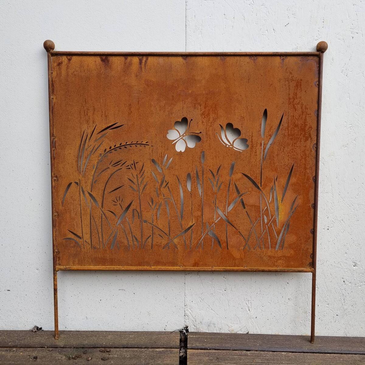 Sichtschutz aus Rosteisen, Blumen, H. 65 cm 