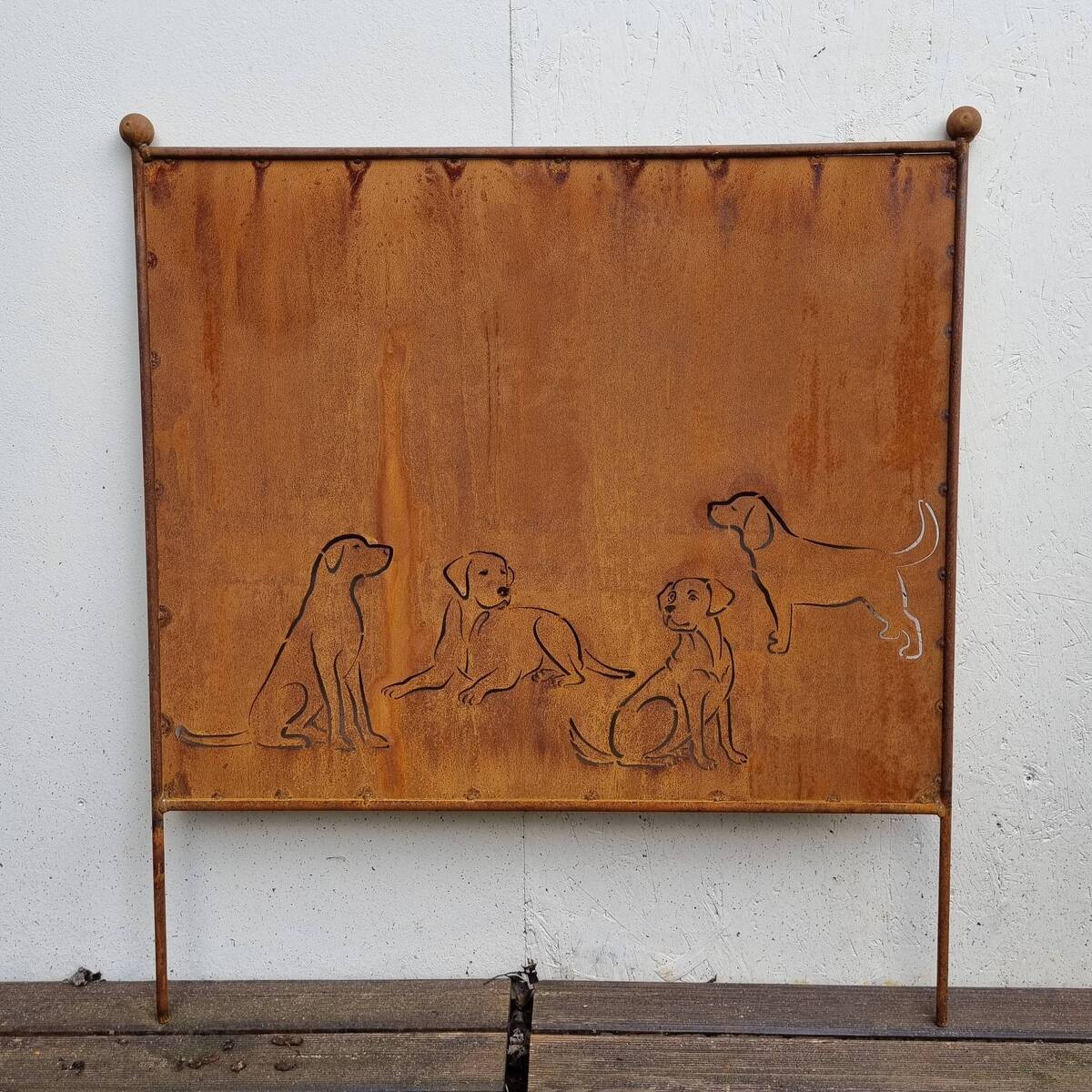 Sichtschutz aus Rosteisen, Hund, H. 65 cm 