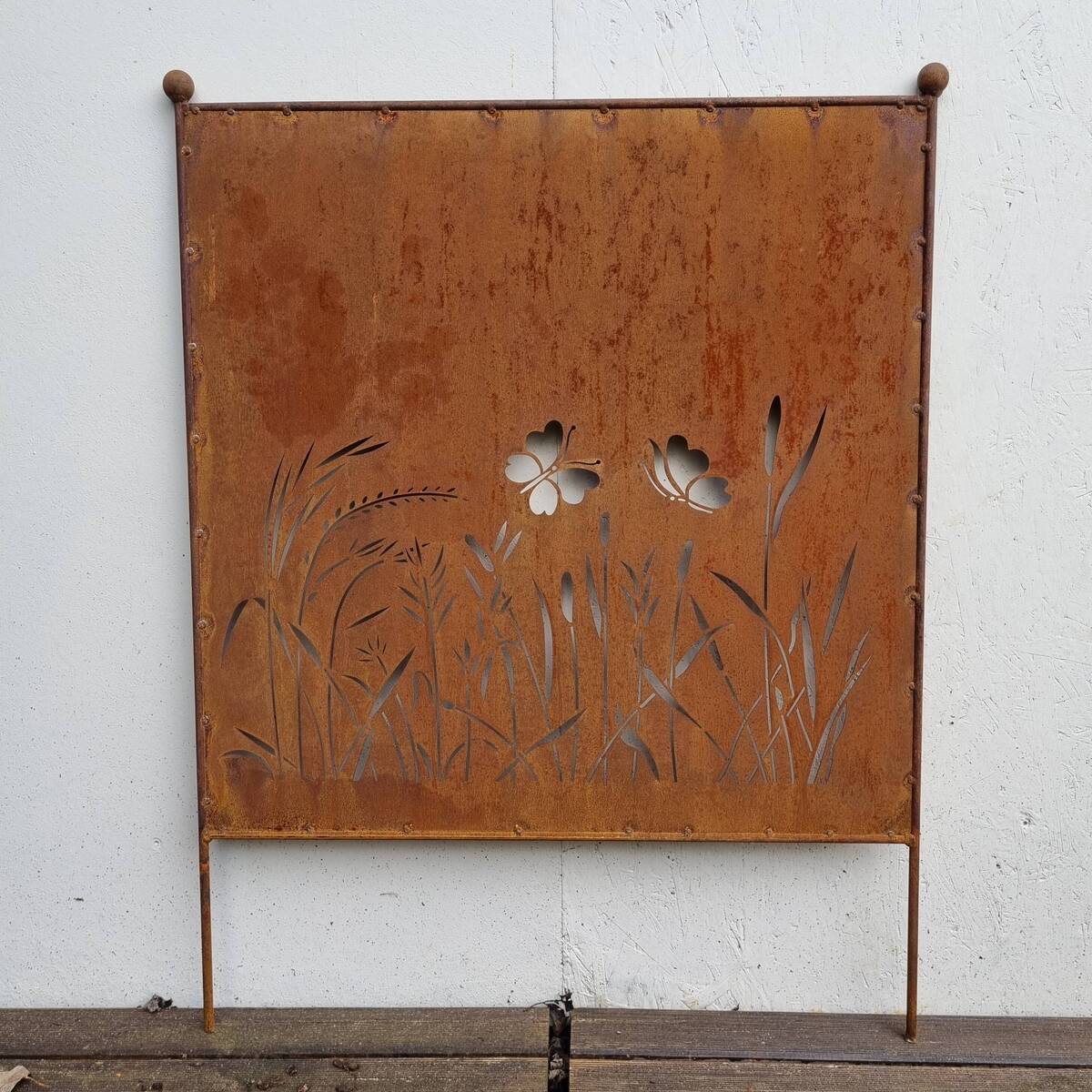 Sichtschutz aus Rosteisen, Blumen, H. 76 cm 