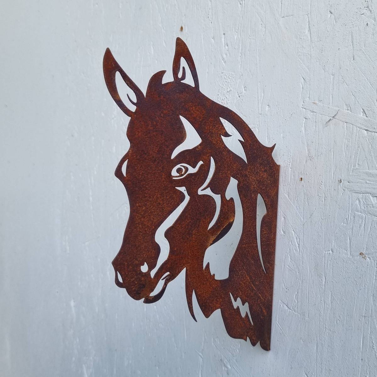 Pferde Kopf aus Rosteisen, 25 cm 