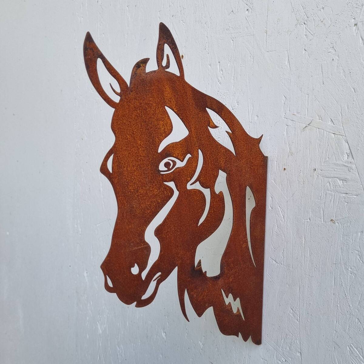 Pferde Kopf aus Rosteisen, 36 cm 