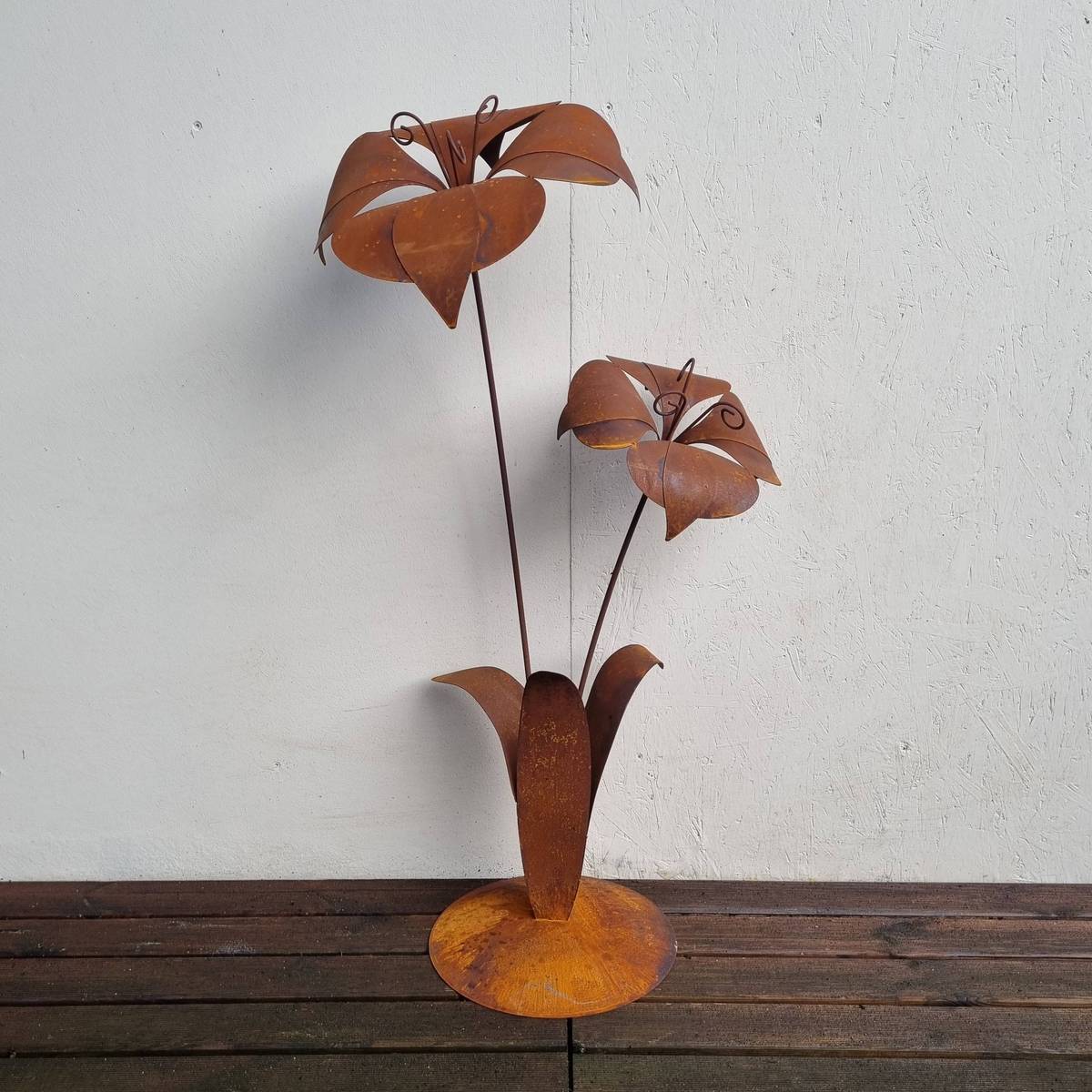 Fleurs en fer rouillé, 112 cm, à poser 