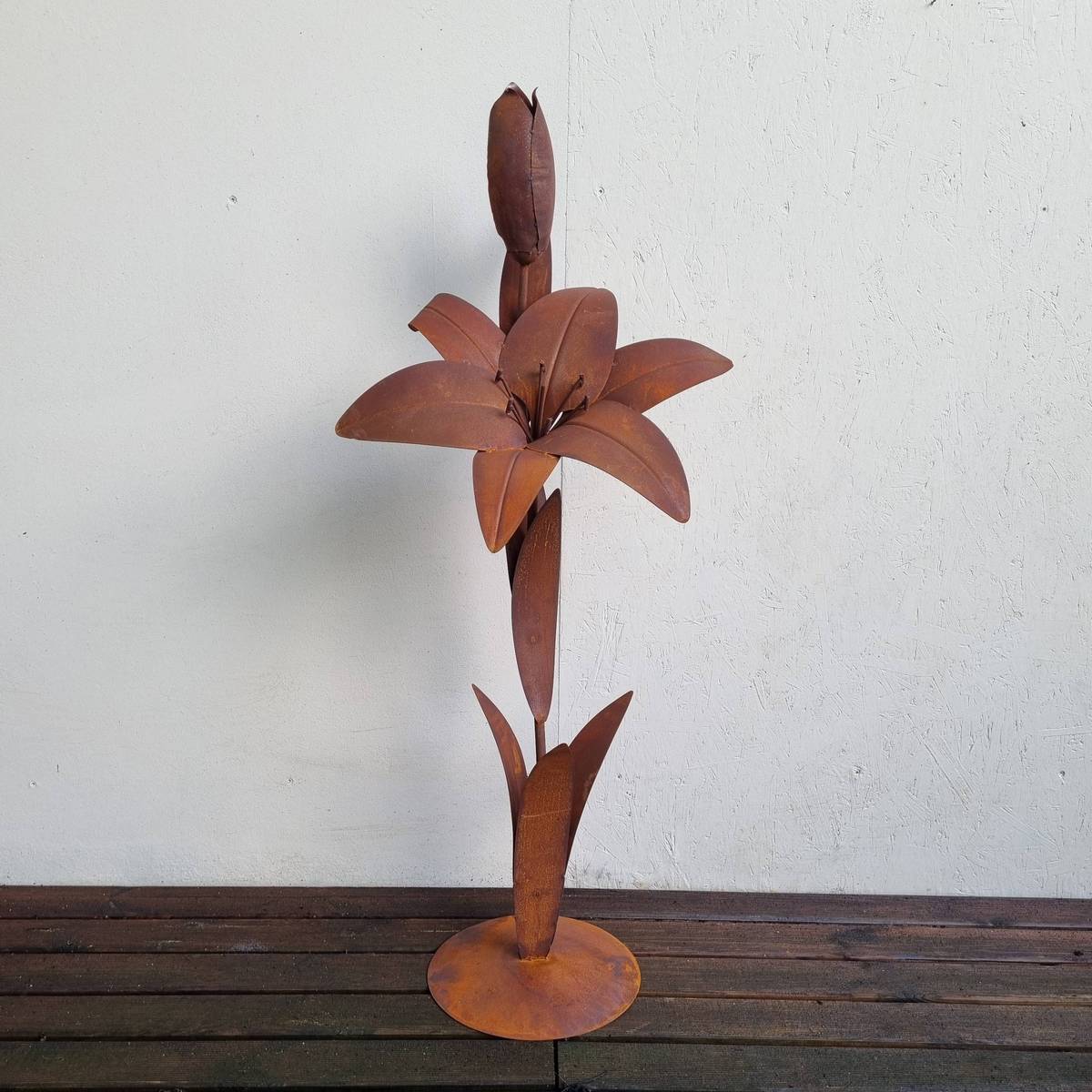 Fleur en fer rouillé, 125 cm 