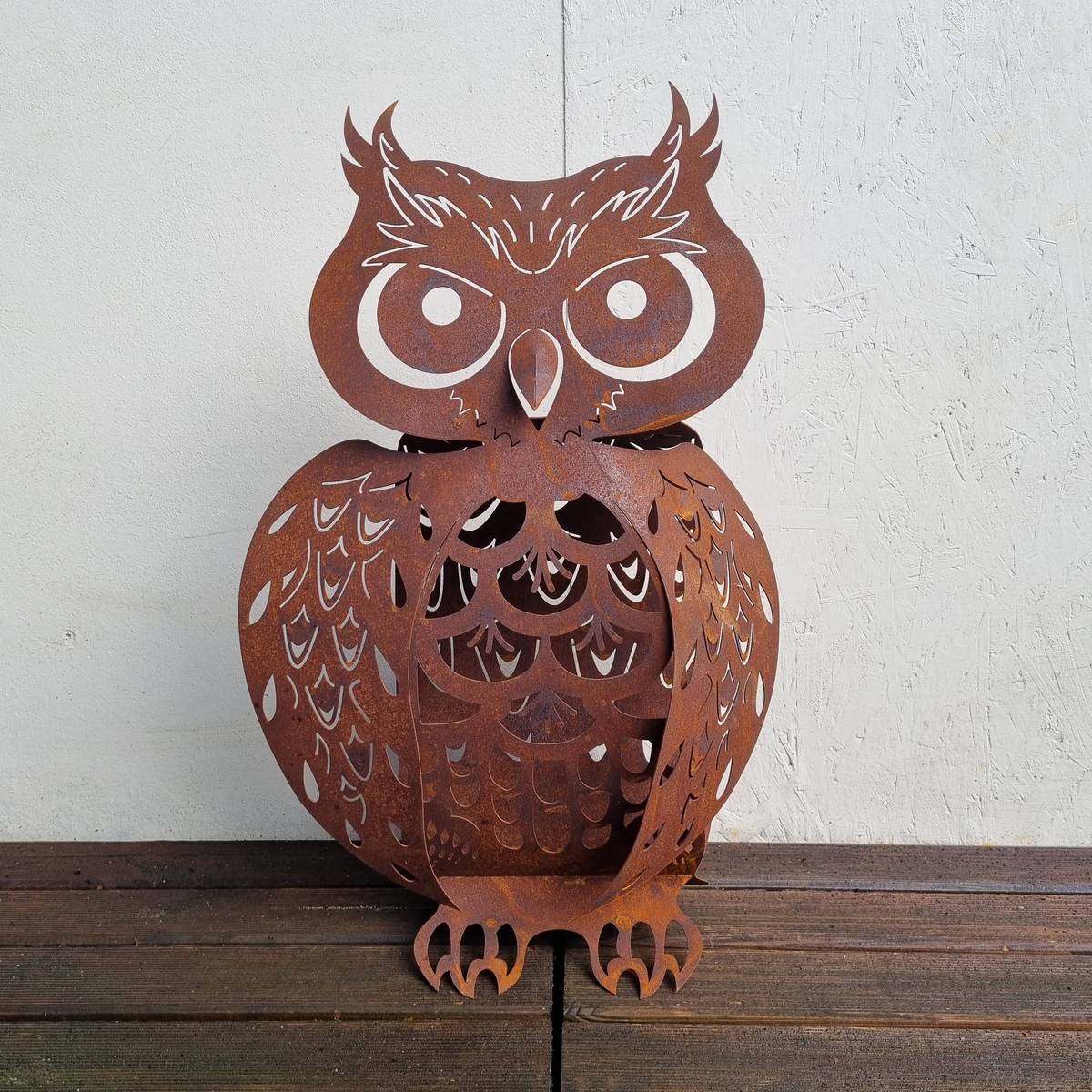 Chouette en fer rouillé, 65 cm 