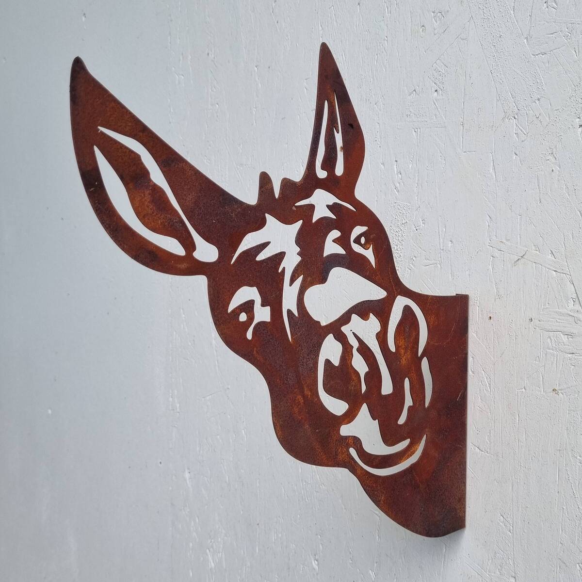 Tête d'âne en fer rouillé, 37 cm 