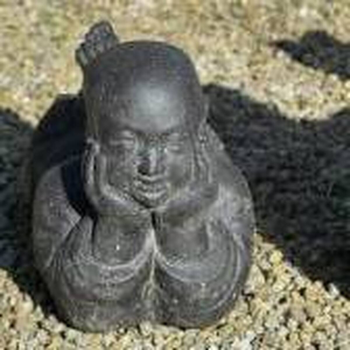 Bouddha liegend aus Steinguss, 25 cm 