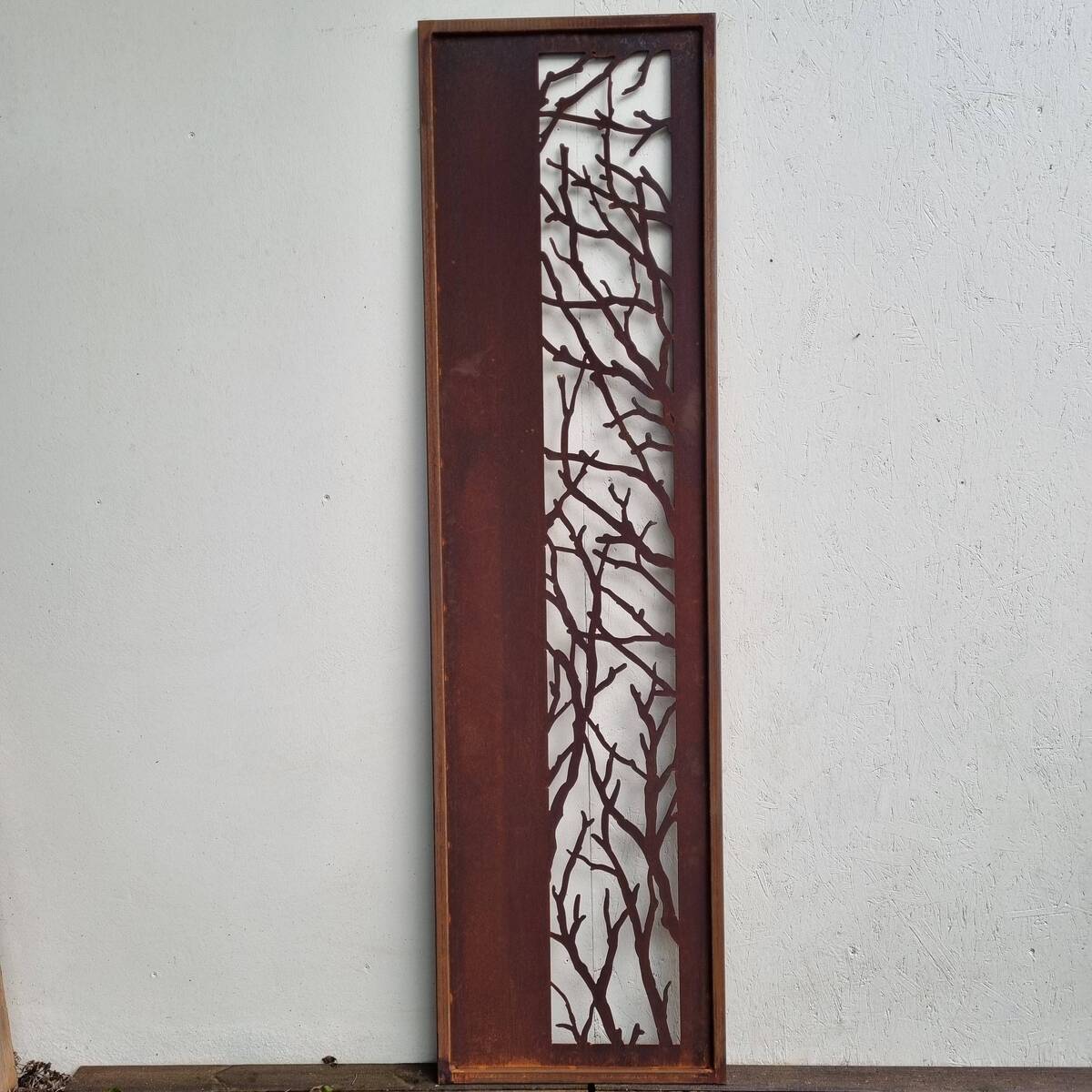 Sichtschutz aus Rosteisen, 200 cm / 55 cm 