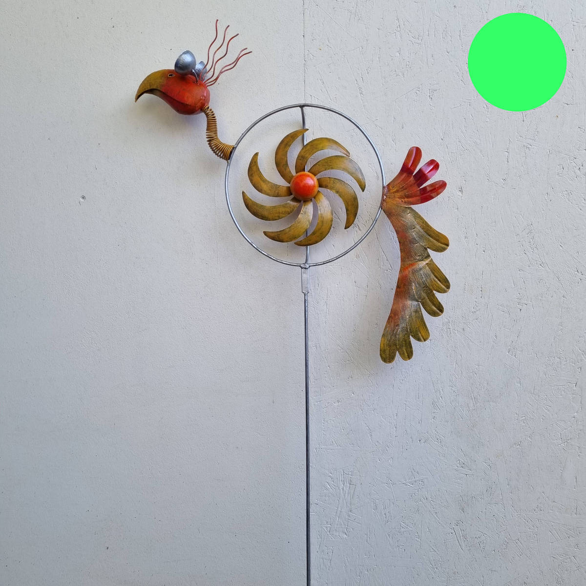 Girouette oiseau en métal peint, 146 cm 