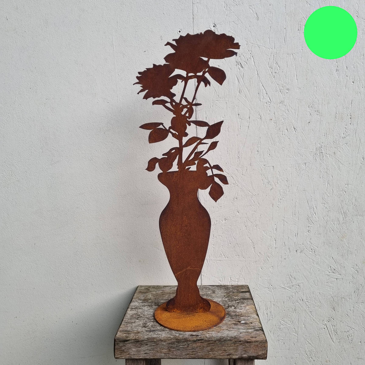 Rosen in Vase, aus Rosteisen, 60 cm 