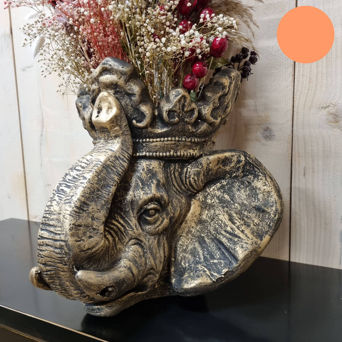 Tête d'éléphant, en polyrésine, 38 cm 