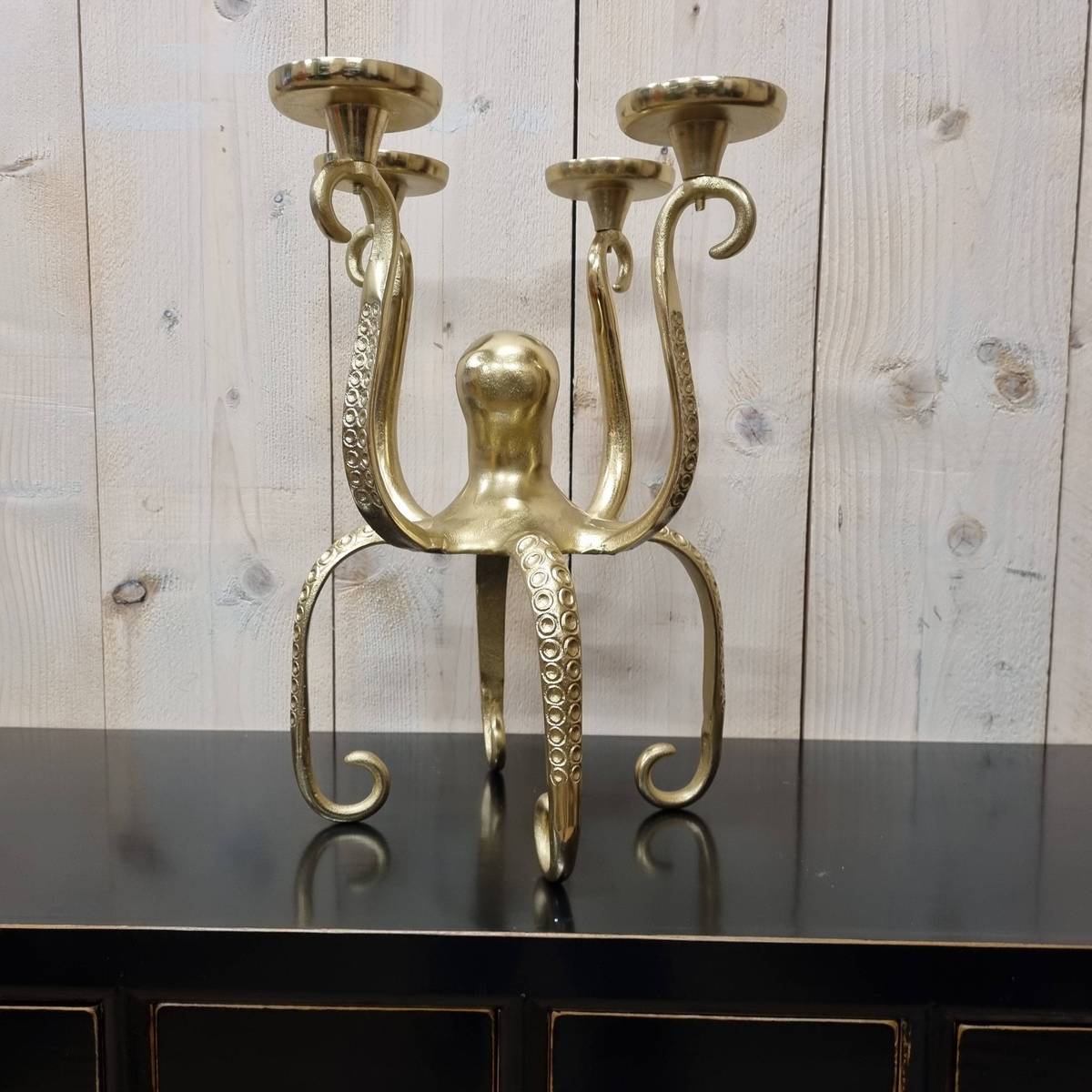 Porte-bougies pieuvre, en métal, 43 cm 