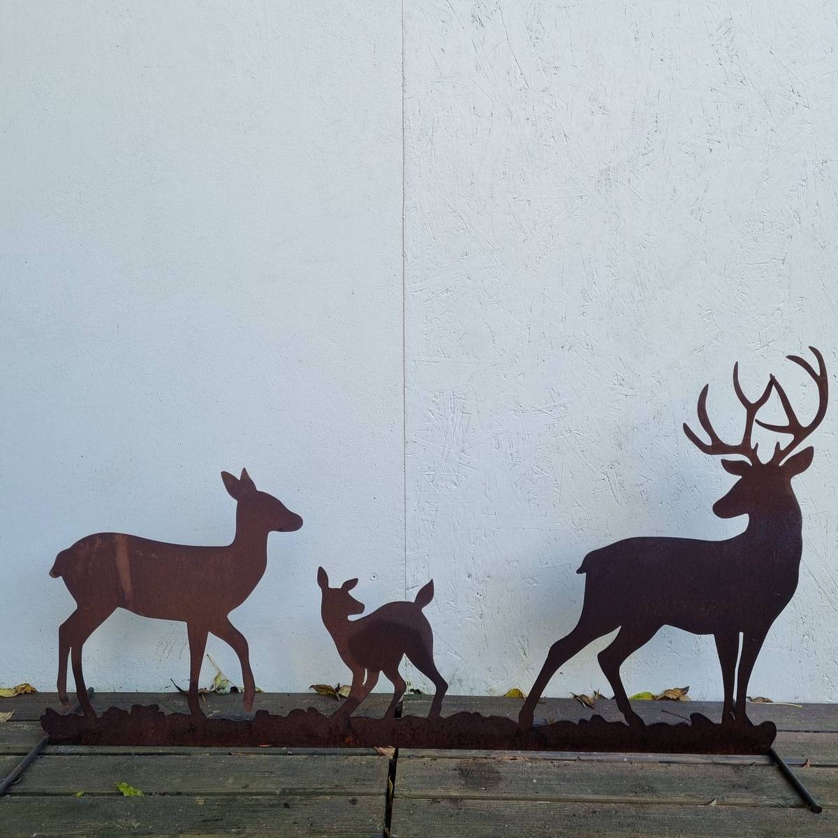 Hirsch Familie aus Rosteisen, Breite 110 cm 