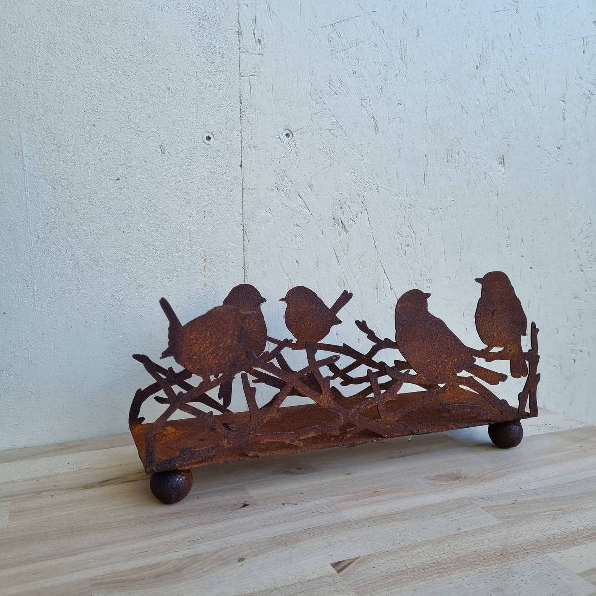 Photophore en fer rouillé, Longueur 34 cm 