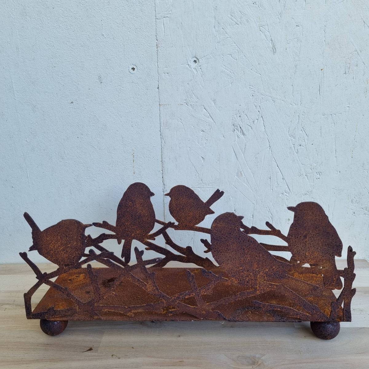 Photophore en fer rouillé, Longueur 34 cm 