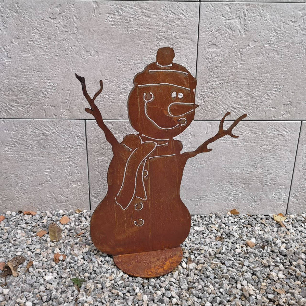 Bonhomme de neige en fer rouillé, 50 cm 