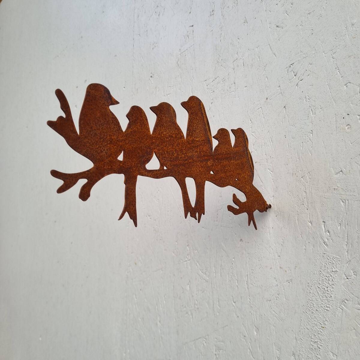 Oiseaux sur branche, en fer rouillé, 30 cm 