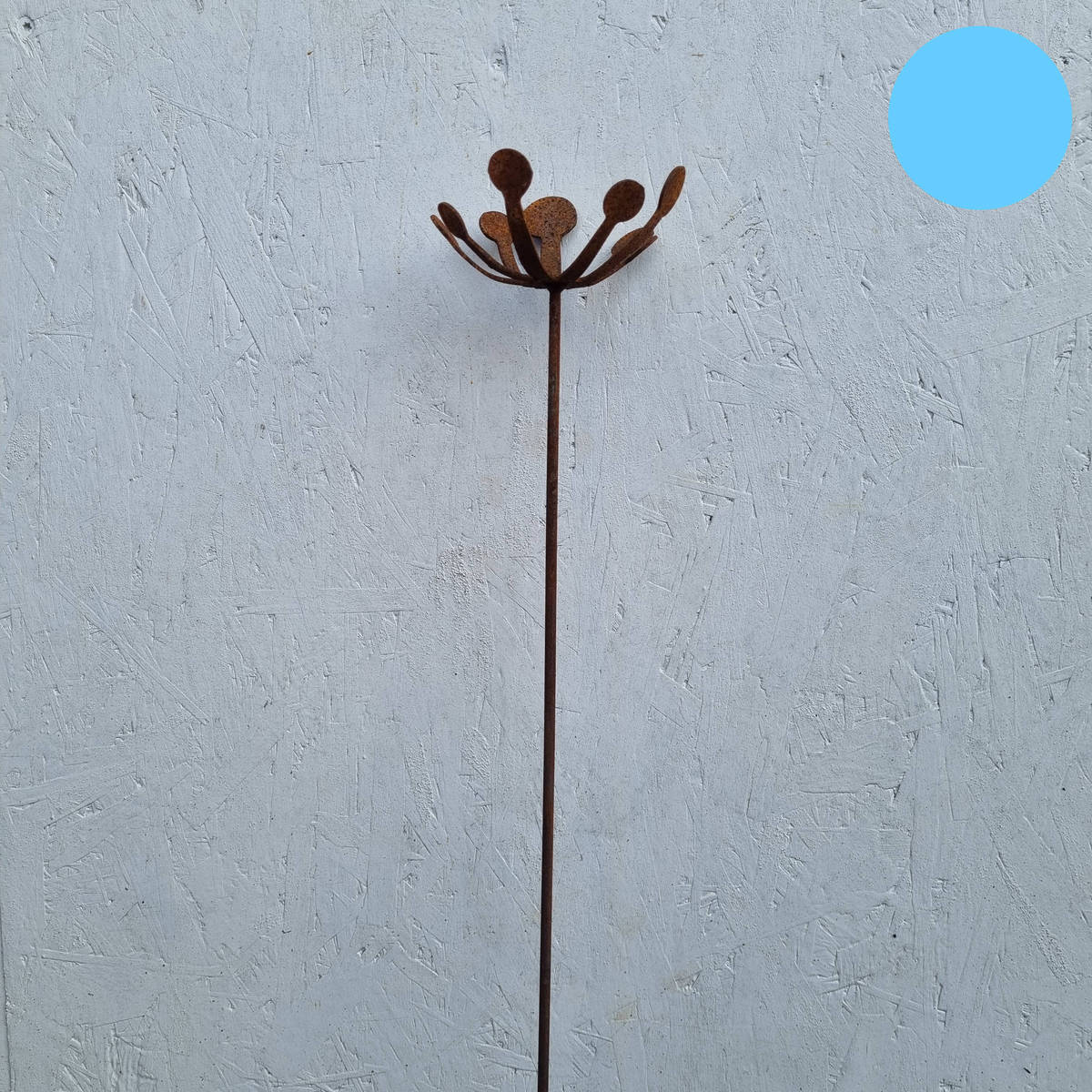 Fleur en fer rouillé, sur tige, 106 cm 