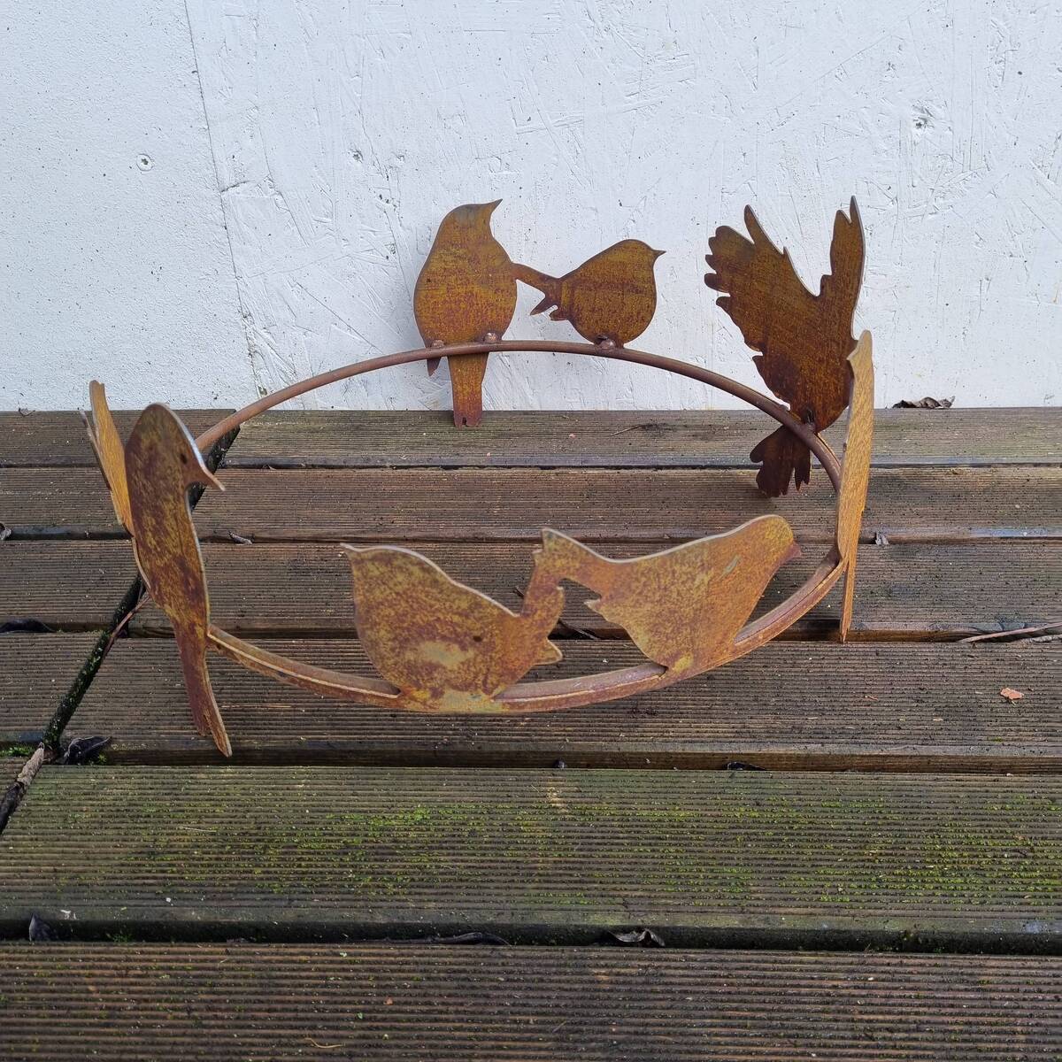 Cercle d'oiseaux en fer rouillé, 42 cm 