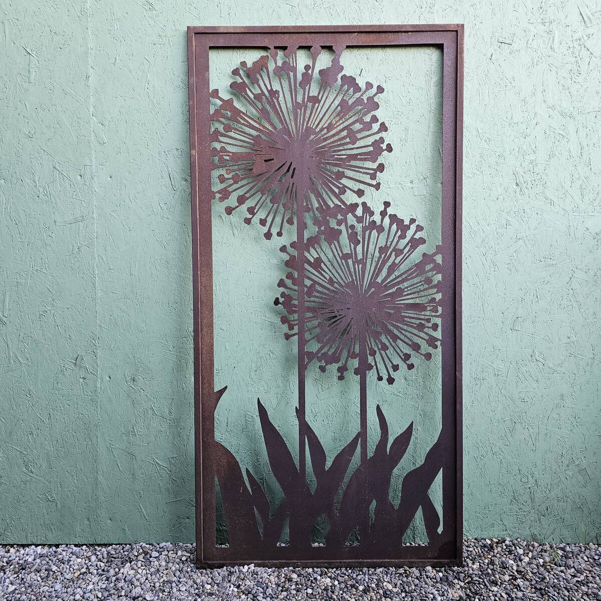 Sichtschutz aus Rosteisen, Pusteblume, 200 cm 