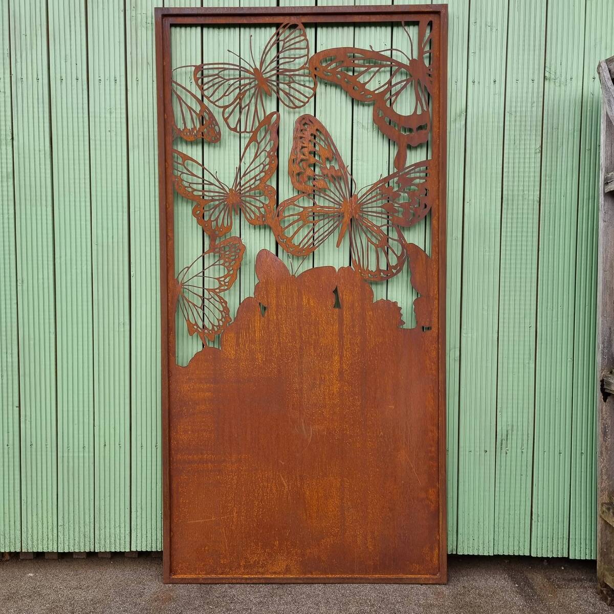 Paravent en fer rouillé; papillons, 200 cm 