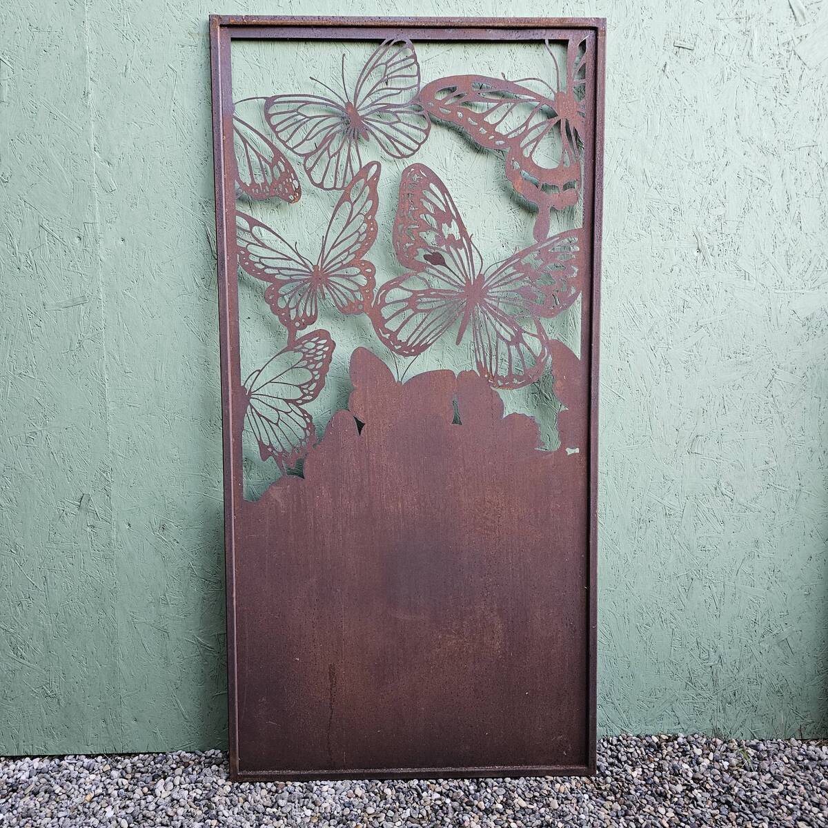 Paravent en fer rouillé; papillons, 200 cm 