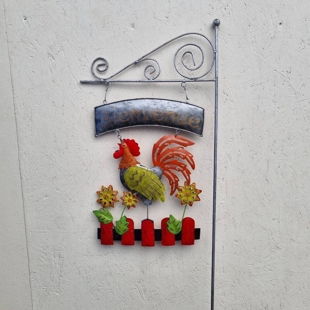 Enseigne Bienvenue en métal peint, 100 cm 