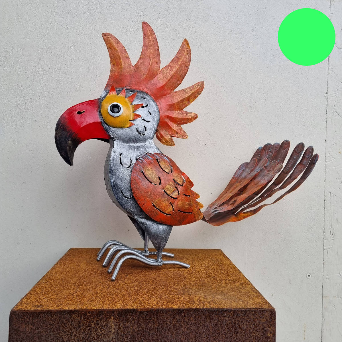 Papagei aus Metall, bemalt, 44 cm 