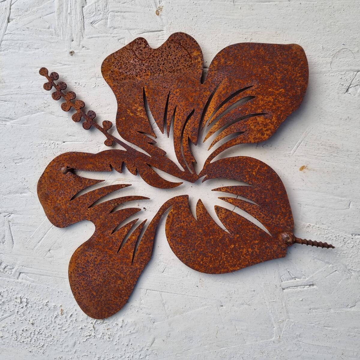 Hibiscus aus Rosteisen, zum schrauben, 18 cm 