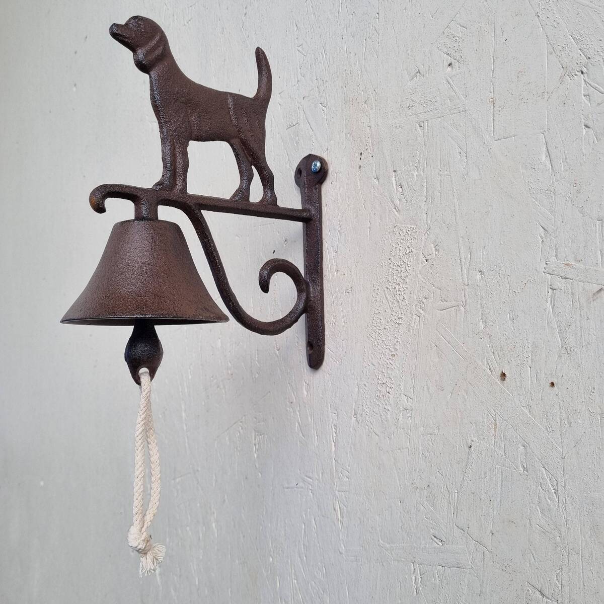 Glocke mit Hund aus Gusseisen, 24 cm 