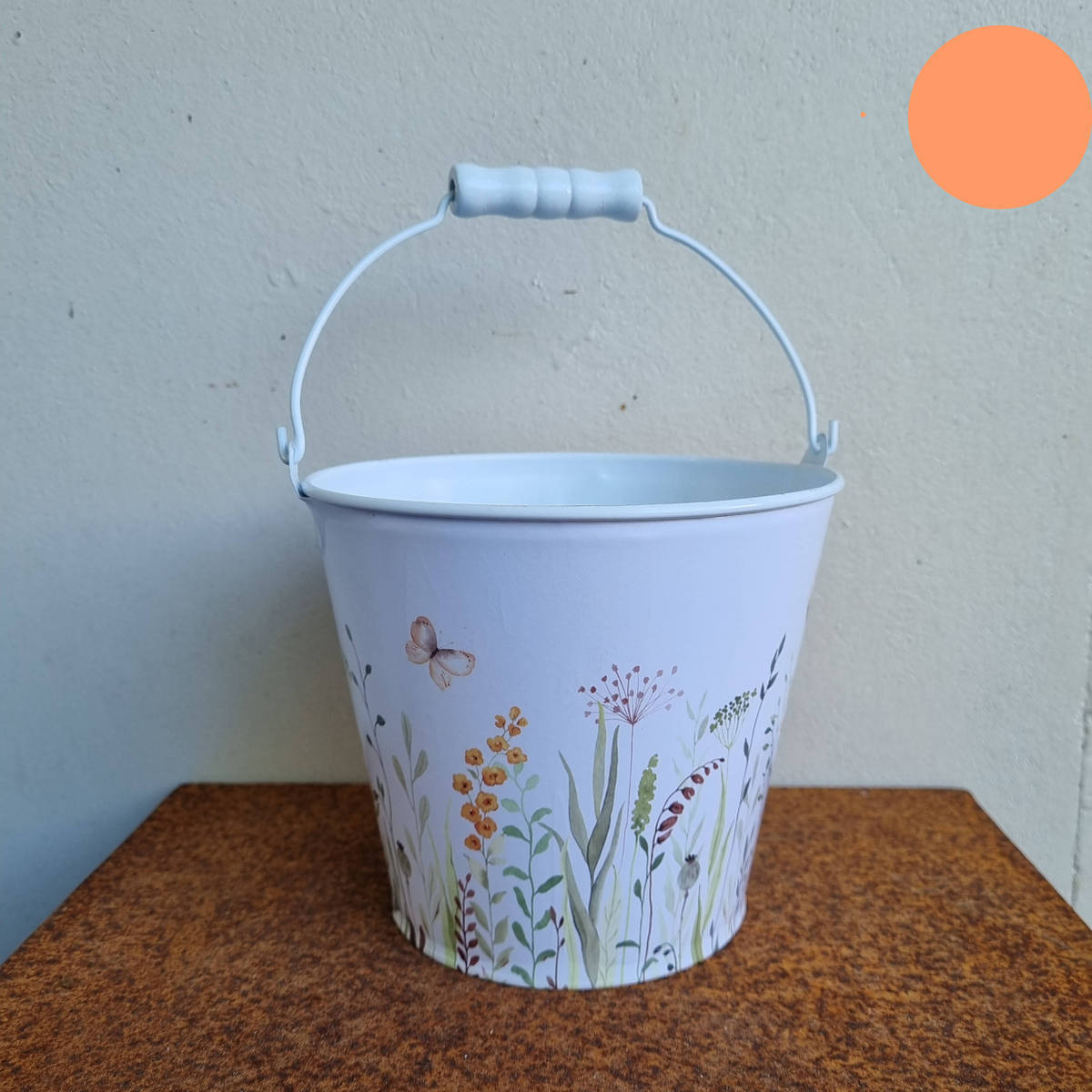 Cache-pot en métal peint, diamètre 16 cm 